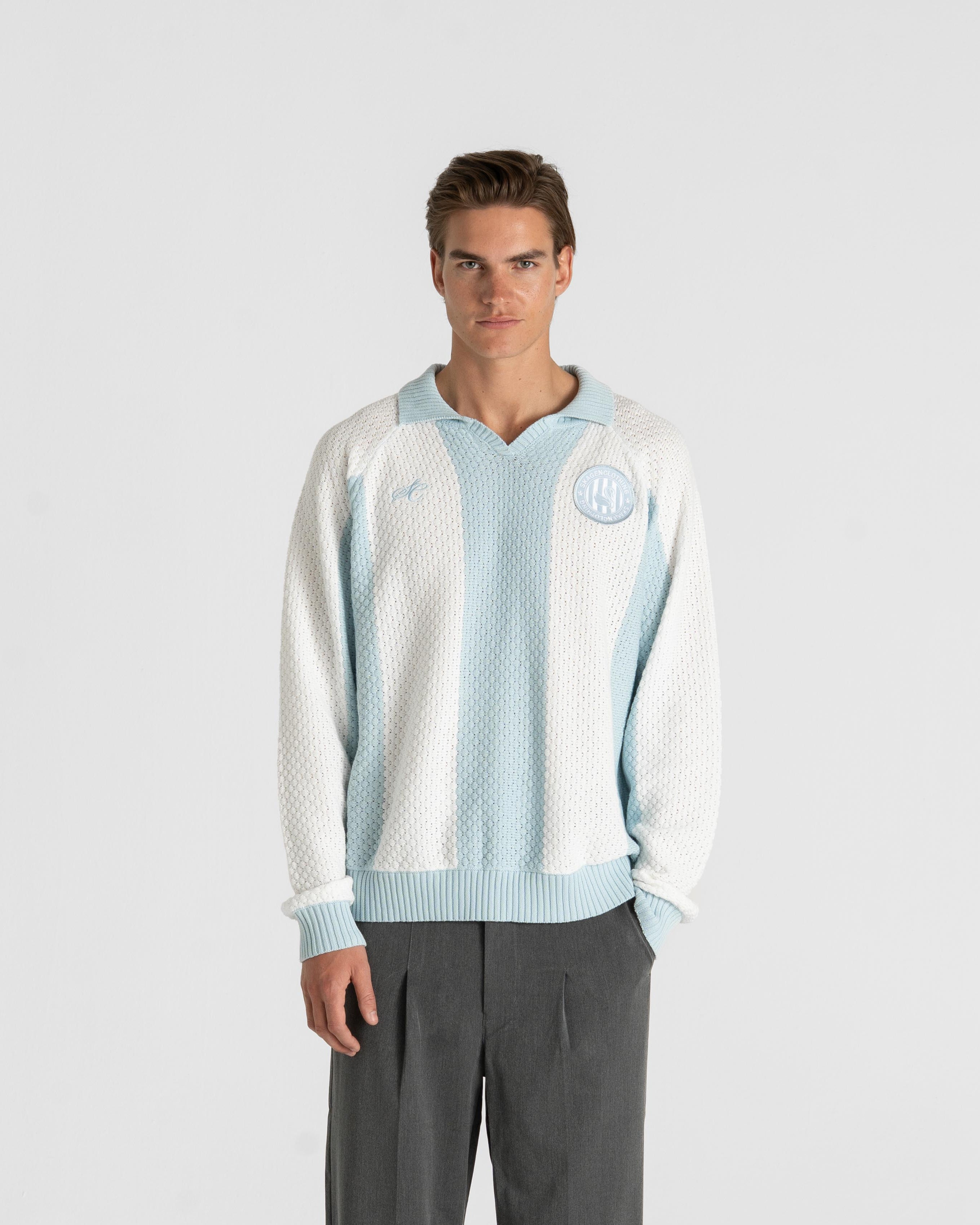SC Football Knit Light Blue/white